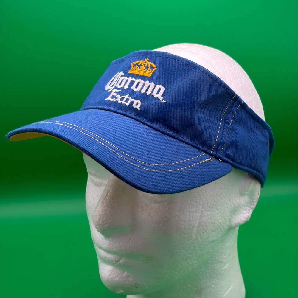 Corona Extra Blue White Visor Stretch Cotton Hat Beer Logo BDA Advertising Promo